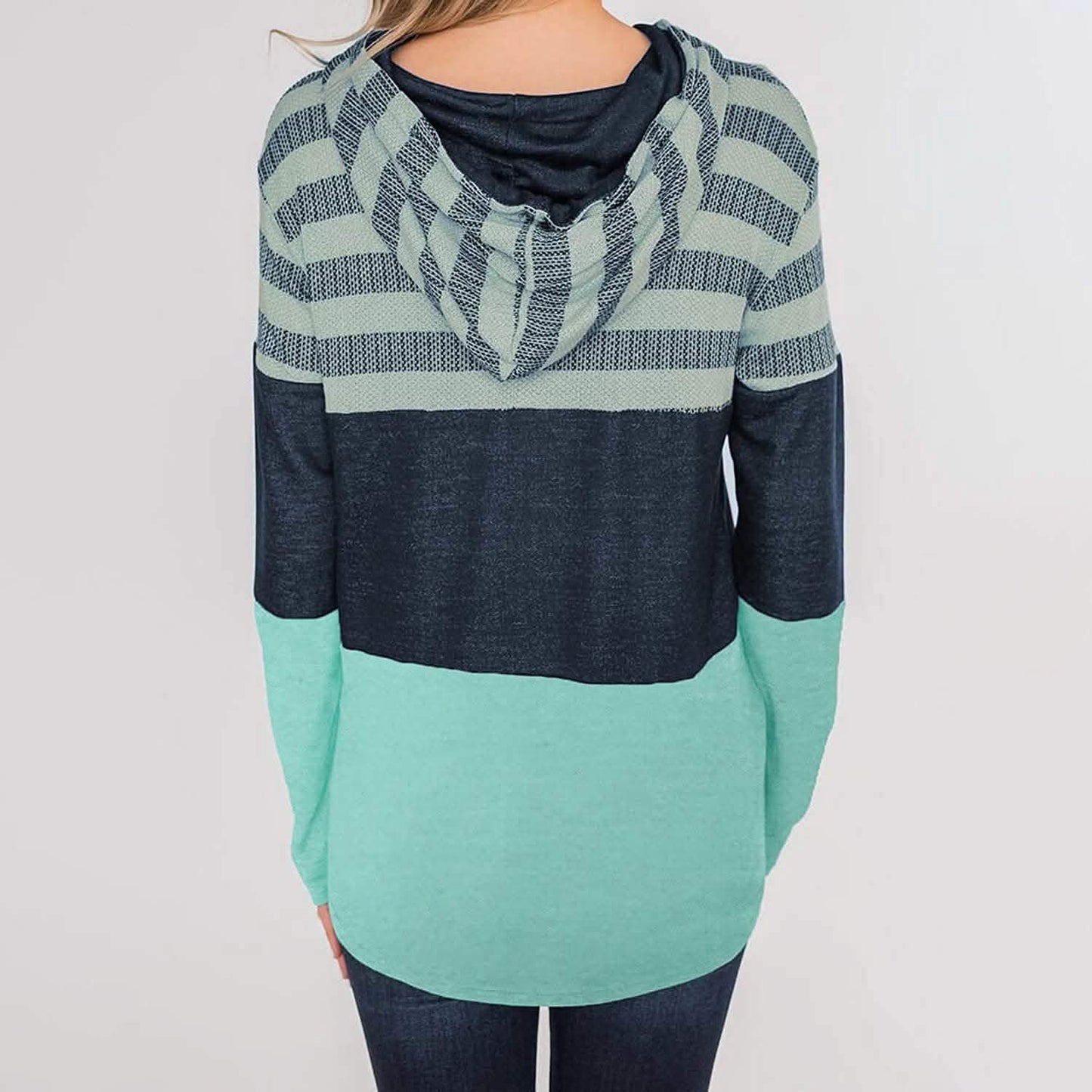 Actloe Damen Langarm Gestreift Color Block Lässige Hoodies