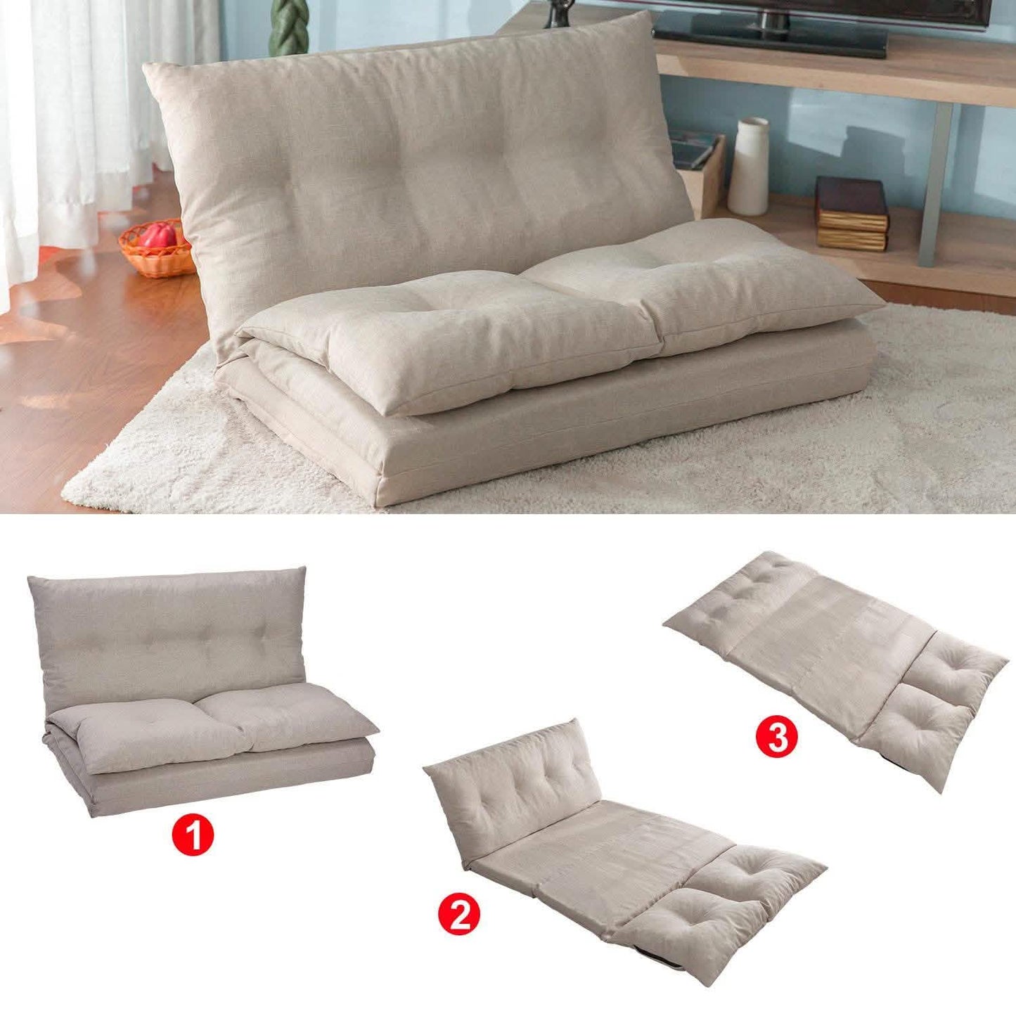 Verstellbarer Stoff Klappliegestuhl Sofa Bodencouch und Sofa