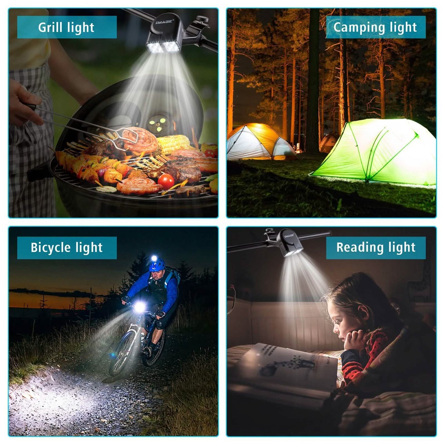 Verstellbare, superhelle BBQ-Grilllichter, 360 Grad drehbar, zum Kochen und Campen