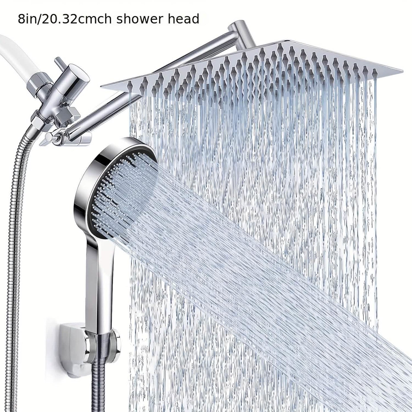 Hochdruck-Regenbrause & Handbrause – Verstellbar, Chrom/Schwarz