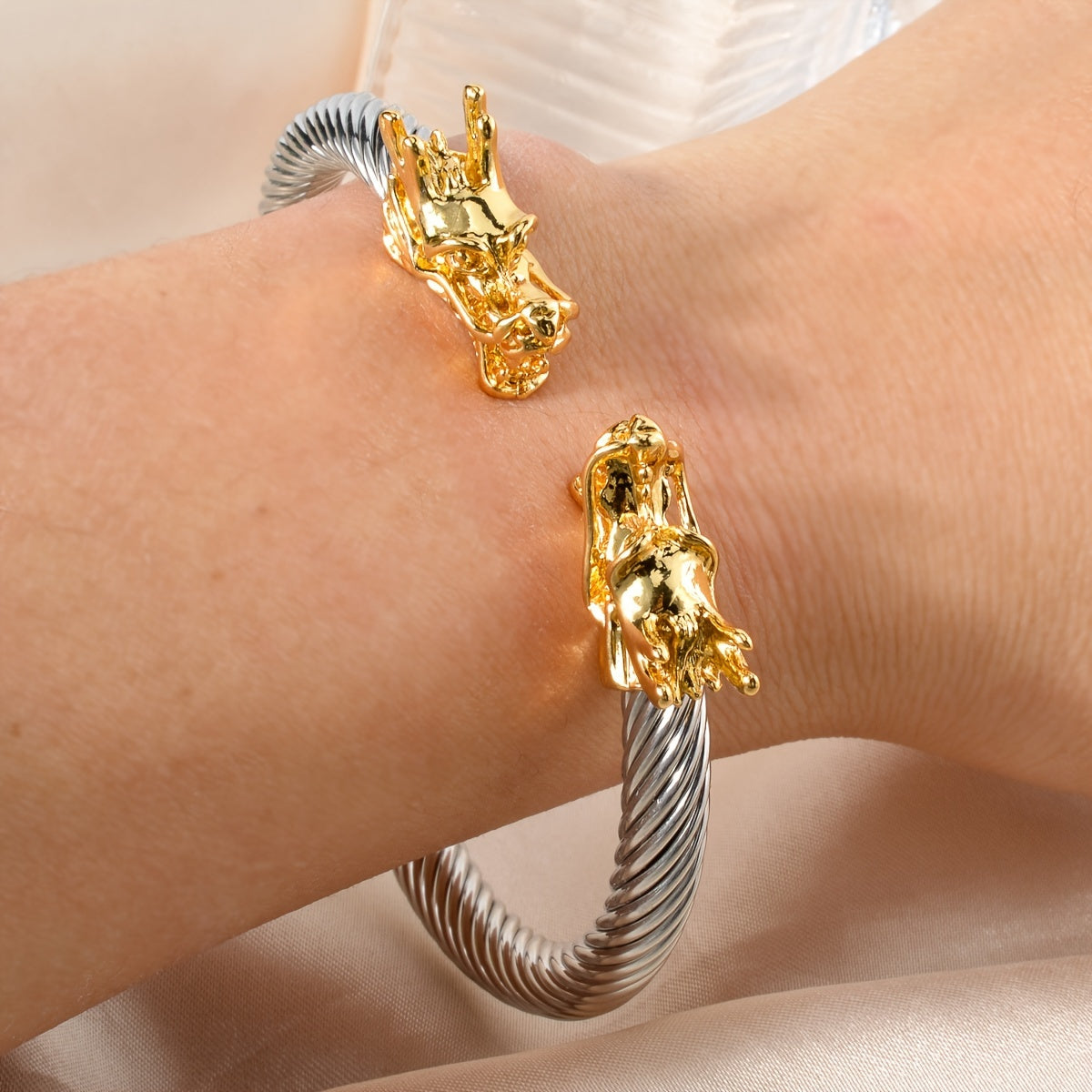Doppeldrachen-Kupferarmband – Rock & Hip-Hop Style, Unisex