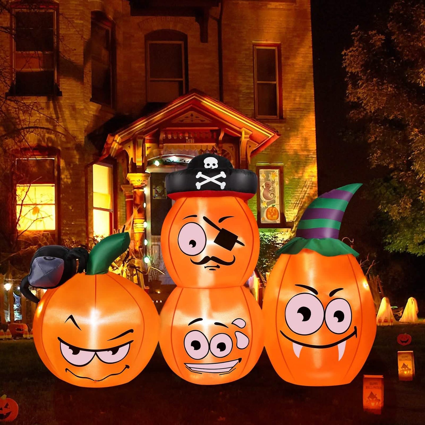 AGPTEK 1,5 m Halloween Kürbis Außendekoration