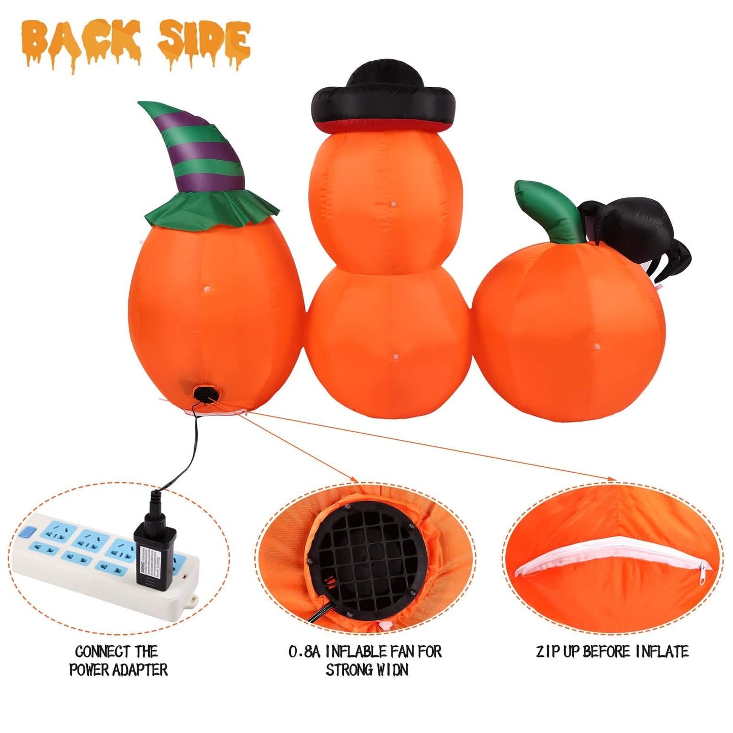 AGPTEK 1,5 m Halloween Kürbis Außendekoration