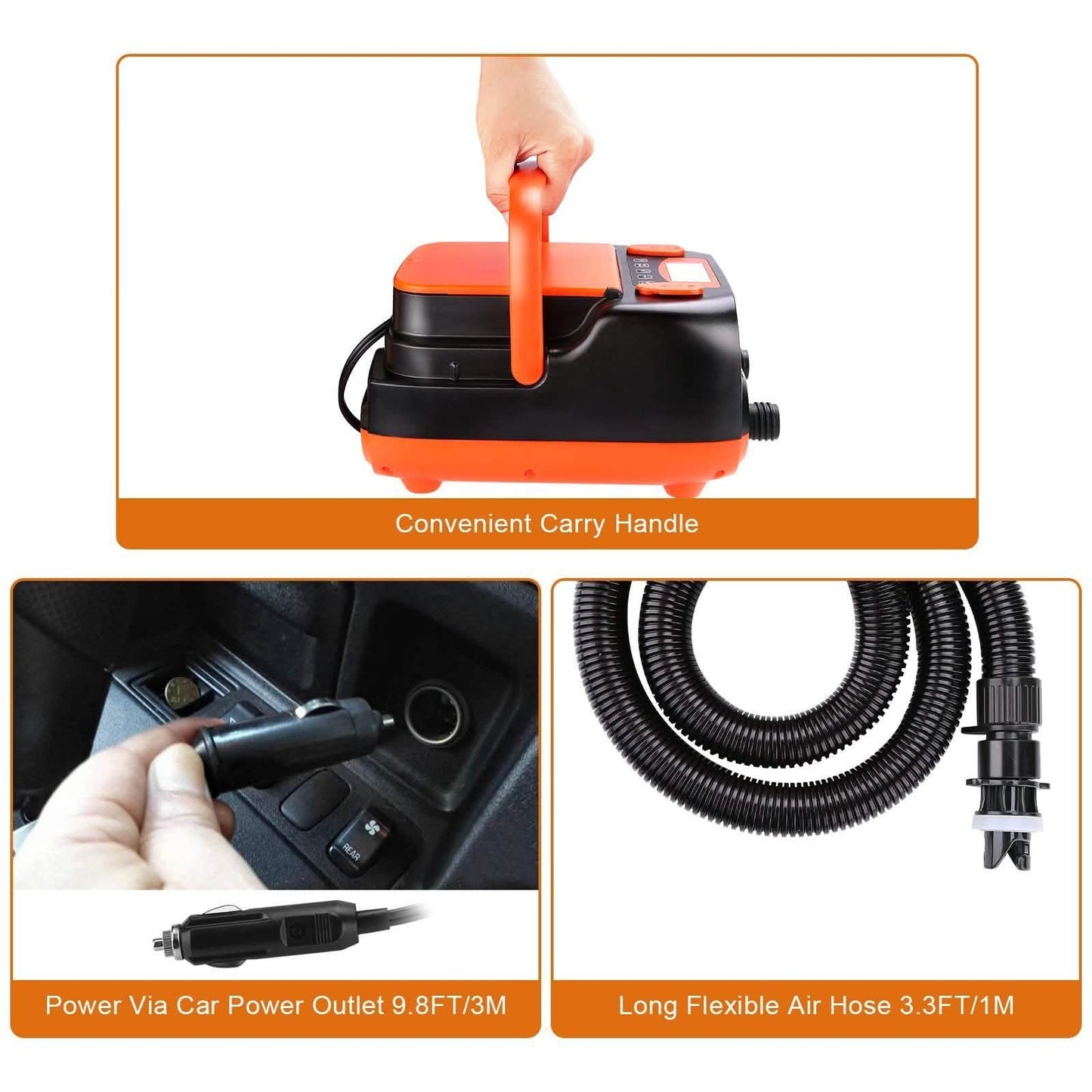 AGPtEK elektrische Luftpumpe digital 16PSI 12V wiederaufladbare SUP elektrische Luftpumpenkompressor