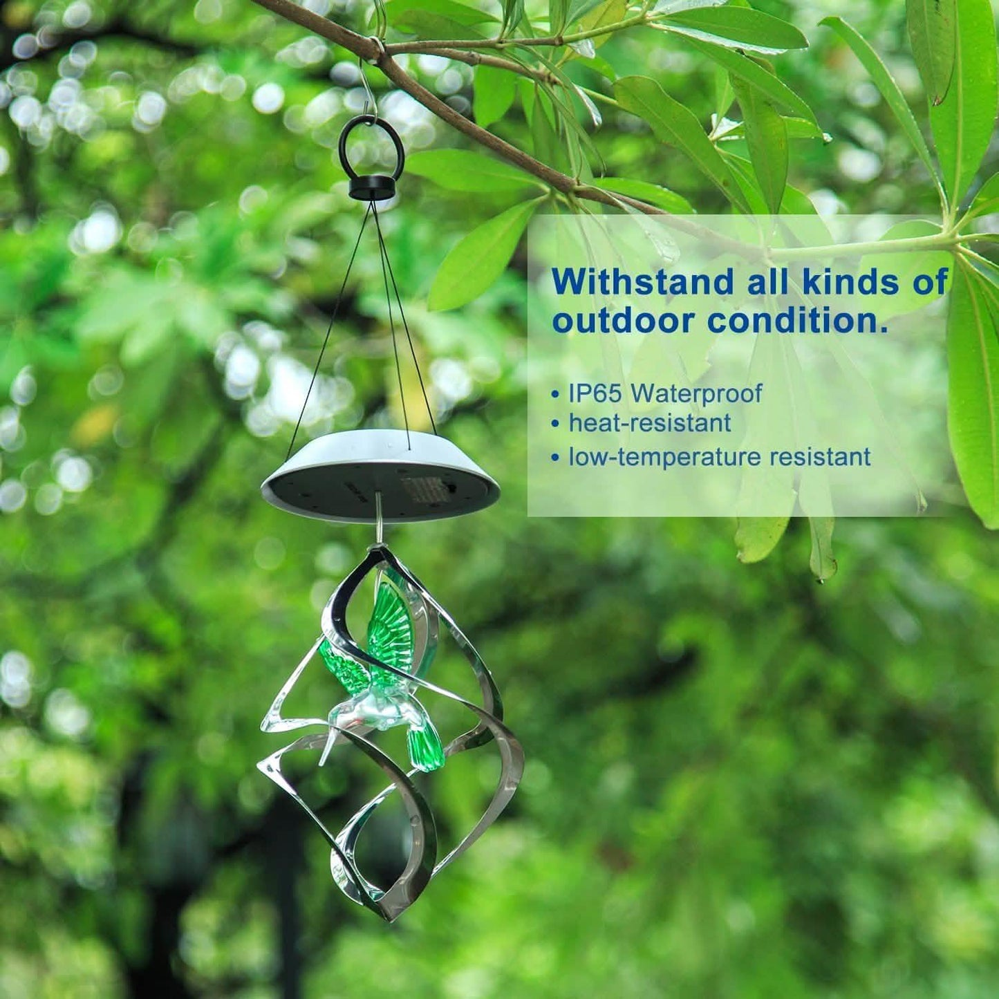 AGPtek Kolibri Windspiel, farbwechselnde Solar-Hängelichter