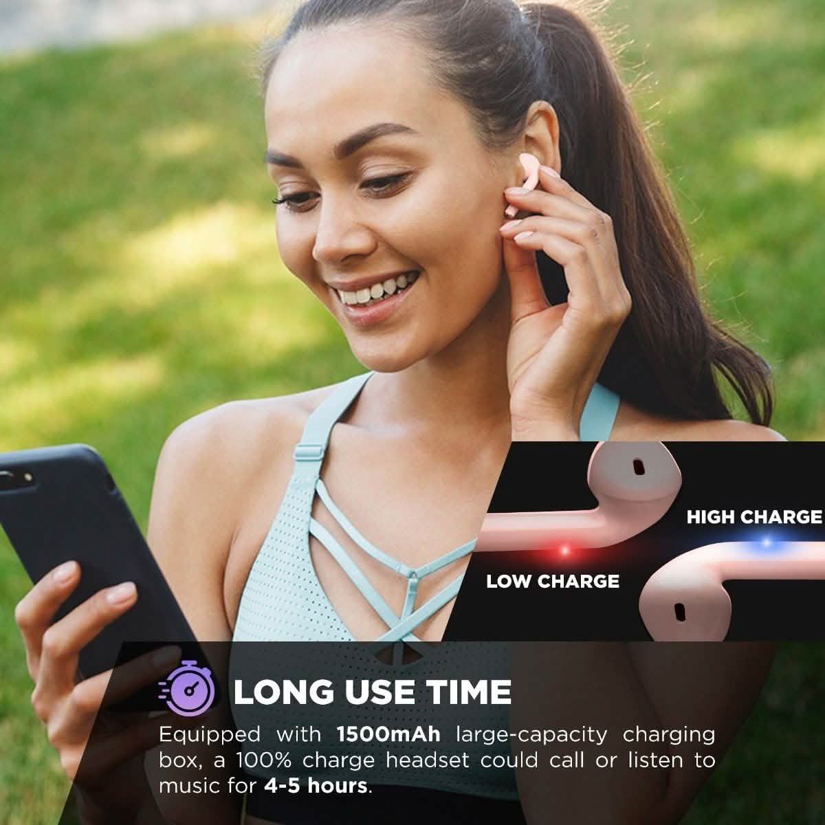 Airbuds Kabellose Bluetooth-Kopfhörer mit Ladecase und Bonus Qi-Ladematte