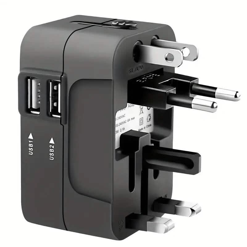 All-in-One Universal-Reiseladegerät mit zwei USB-Ladeanschlüssen