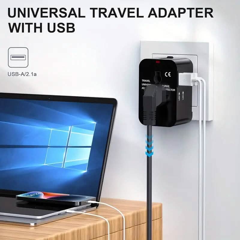 All-in-One Universal-Reiseladegerät mit zwei USB-Ladeanschlüssen