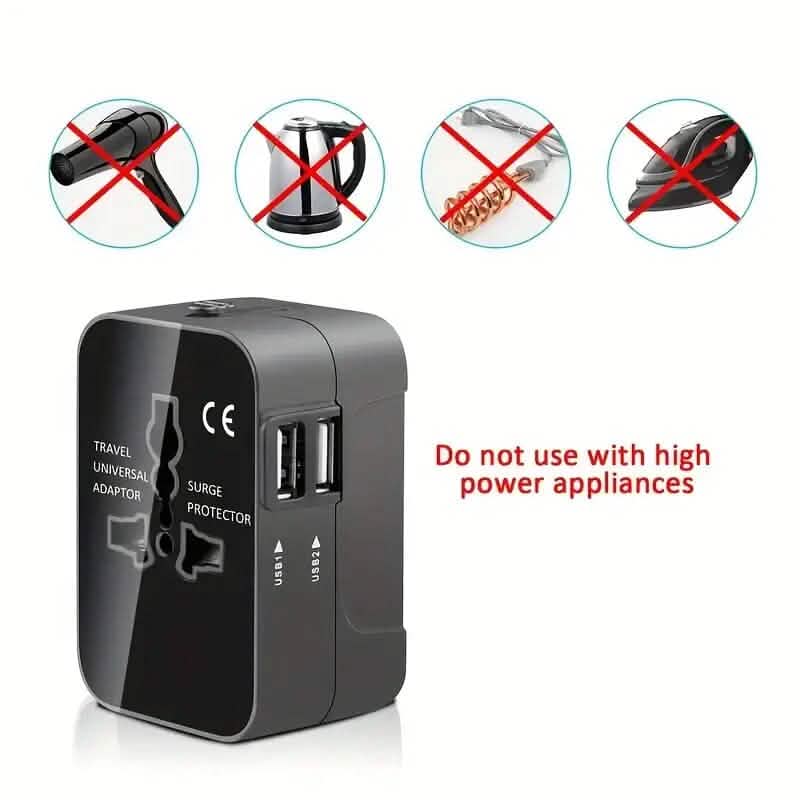 All-in-One Universal-Reiseladegerät mit zwei USB-Ladeanschlüssen