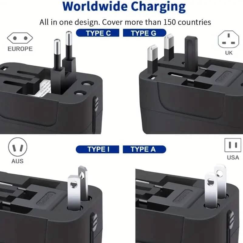 All-in-One Universal-Reiseladegerät mit zwei USB-Ladeanschlüssen