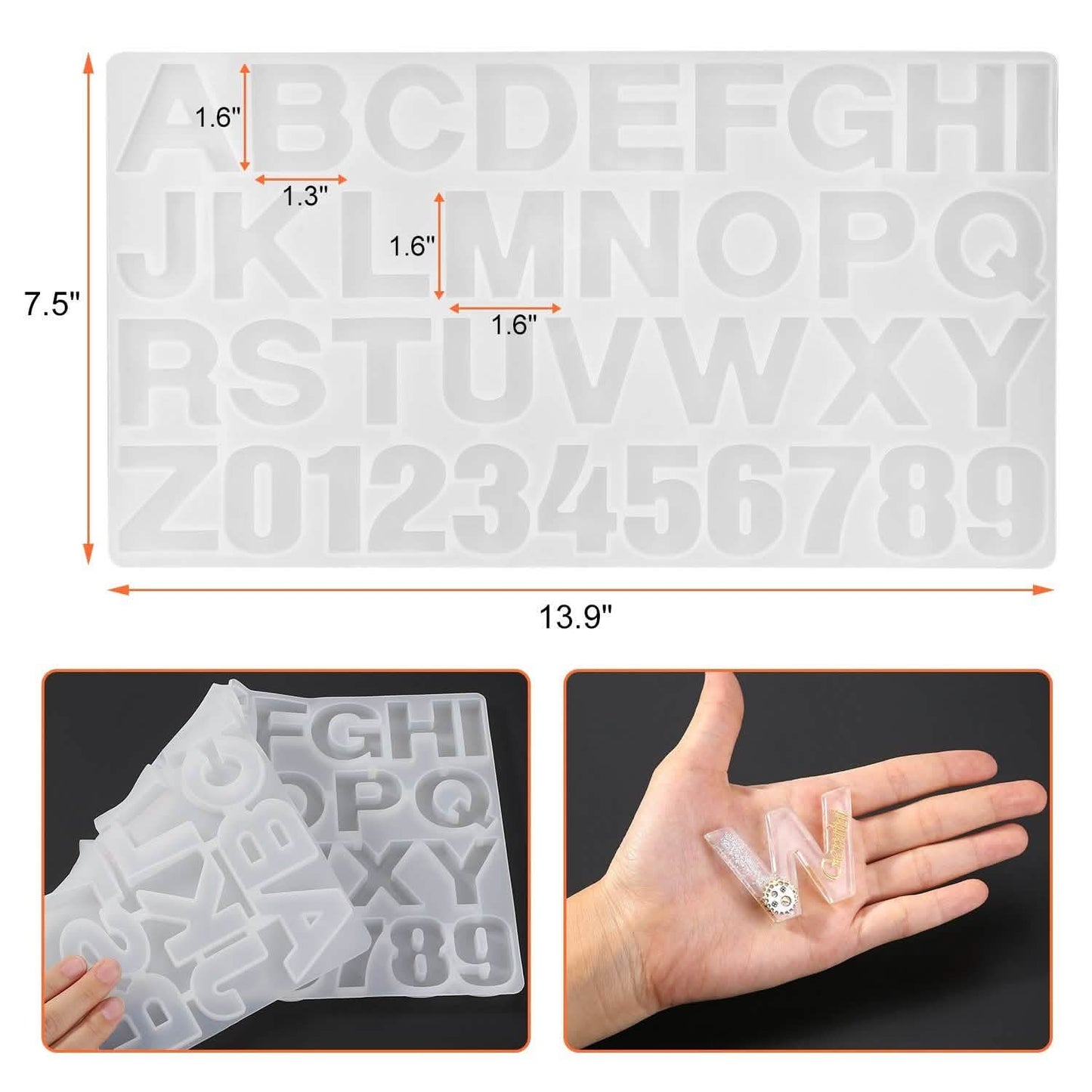 Alphabet-Zahlen Silikonform Set DIY Gussform Schmuckherstellung Handwerk