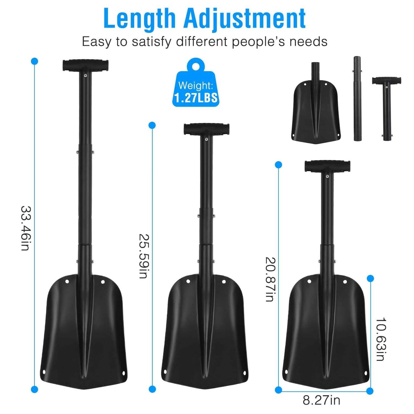 Aluminium-Schneeschaufel Tragbare, leichte Camping-, Garten-, Strand-Schaufel