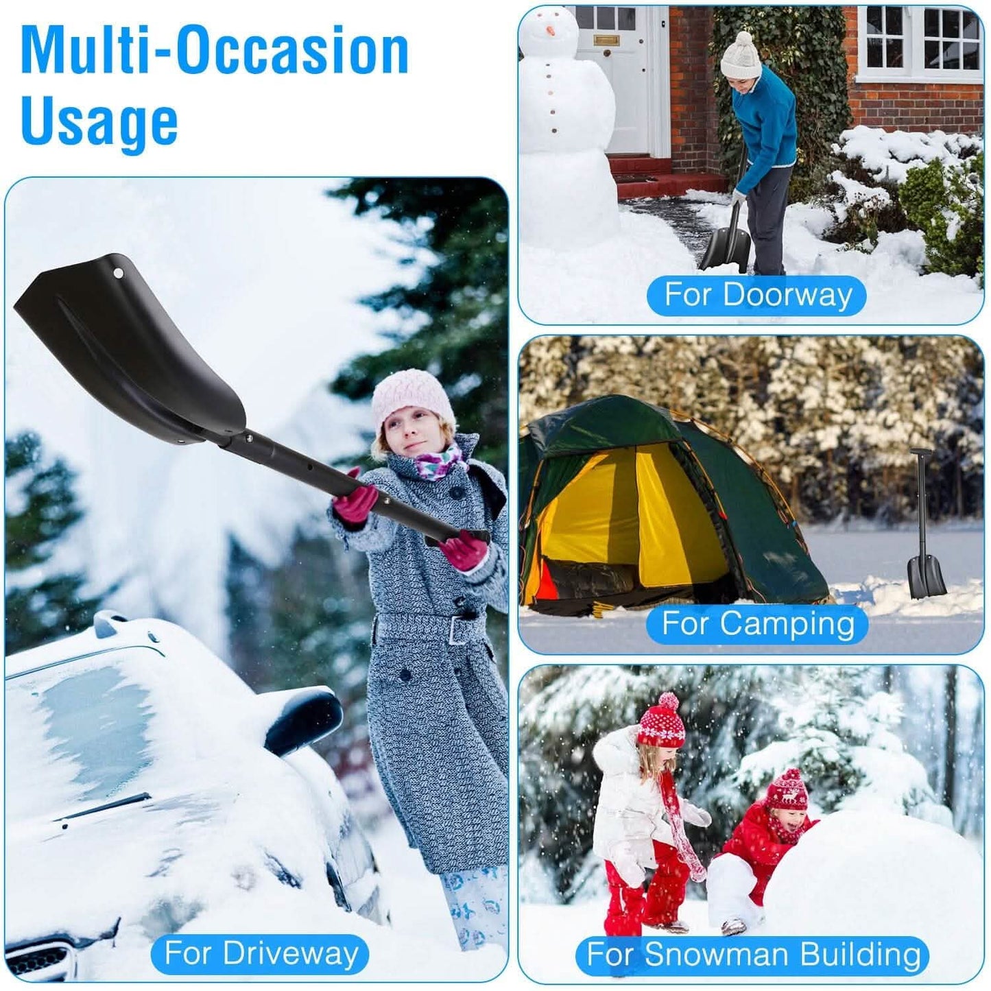 Aluminium-Schneeschaufel Tragbare, leichte Camping-, Garten-, Strand-Schaufel