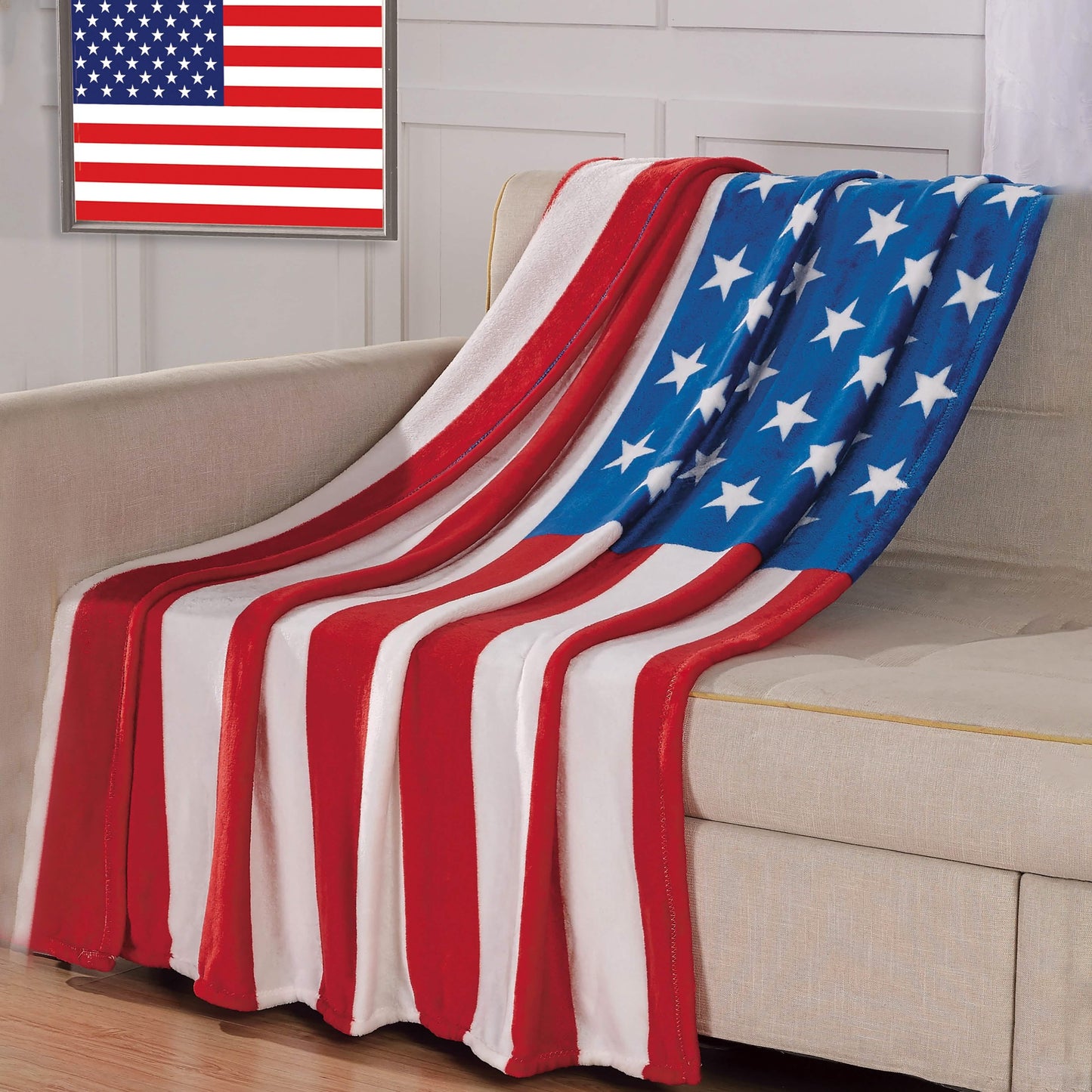 Amerikanische Flagge Ultra-weiche Überwurfdecke im Überformat