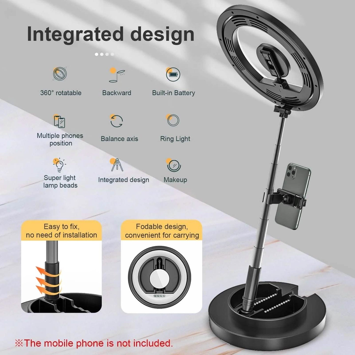 Andoer JMT2 PRO 360° drehbares Mini-Ringlicht