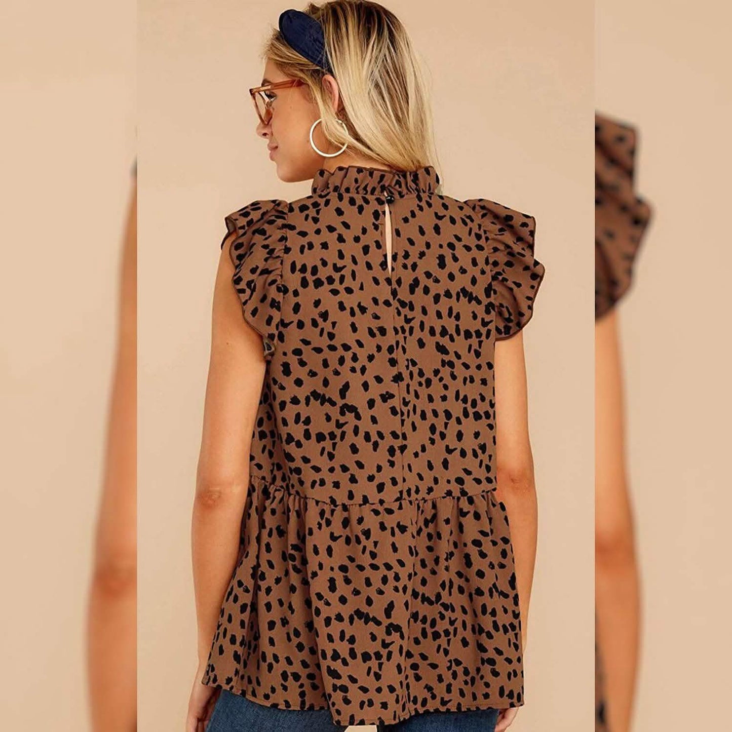Angashion Damen Freizeit Bluse mit Blumenmuster Babydoll Tunika Oberteile