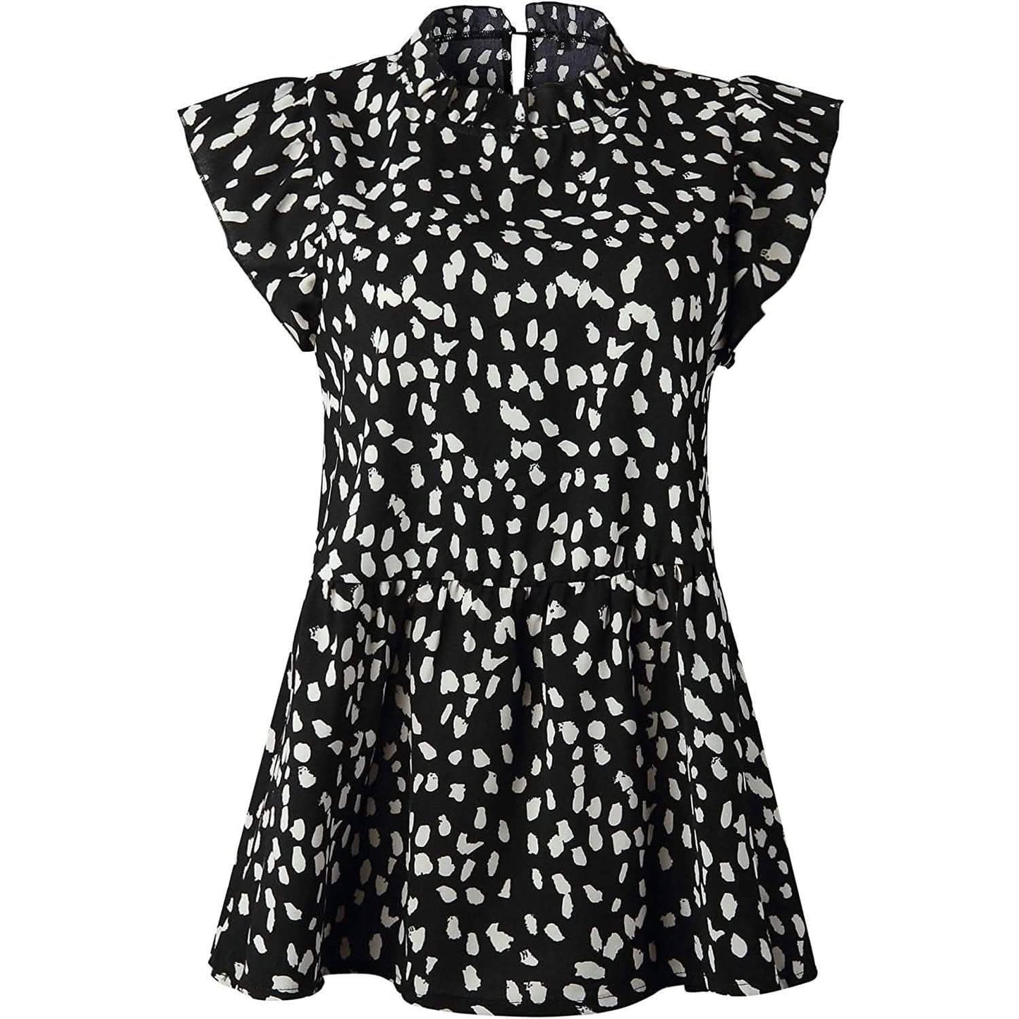 Angashion Damen Freizeit Bluse mit Blumenmuster Babydoll Tunika Oberteile