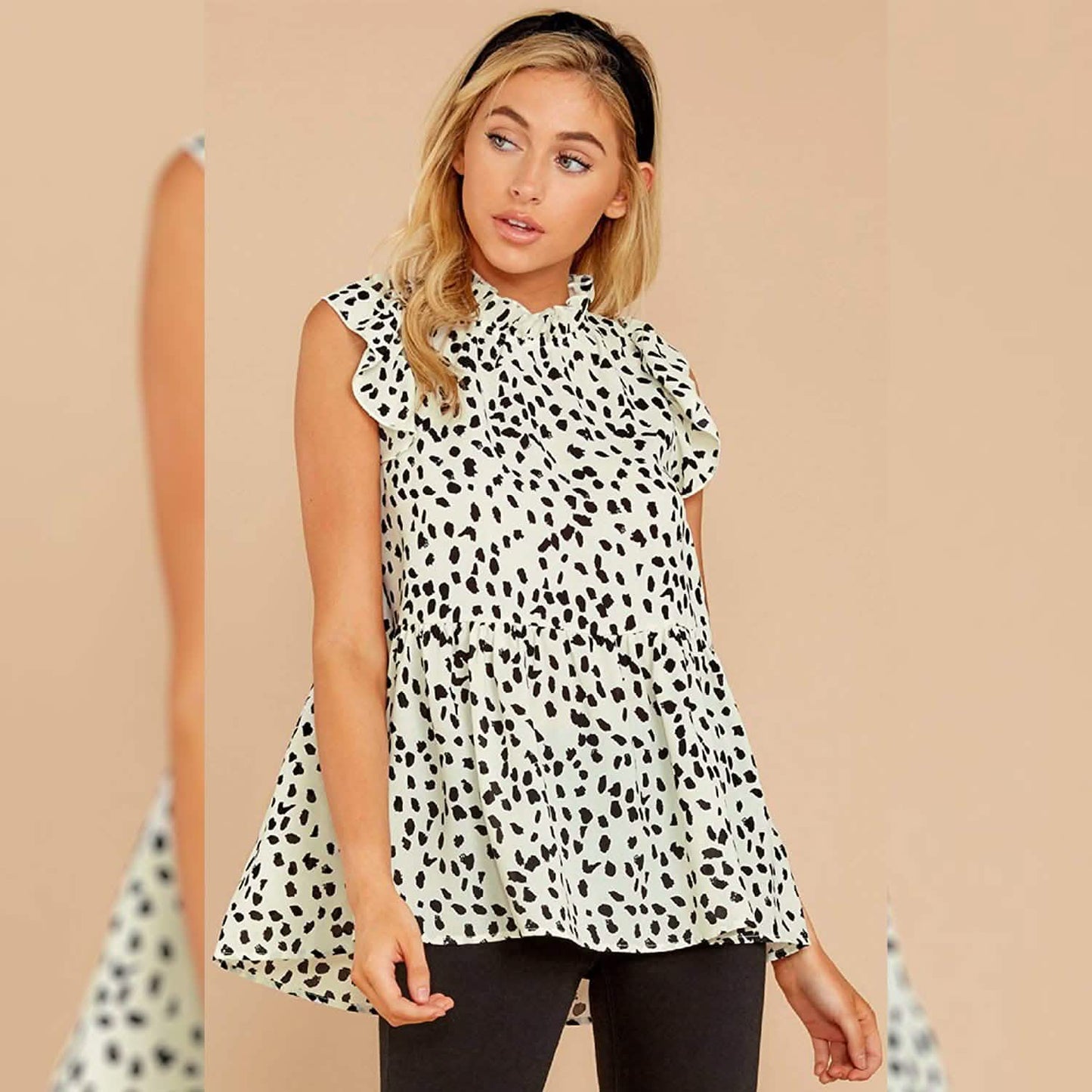 Angashion Damen Freizeit Bluse mit Blumenmuster Babydoll Tunika Oberteile