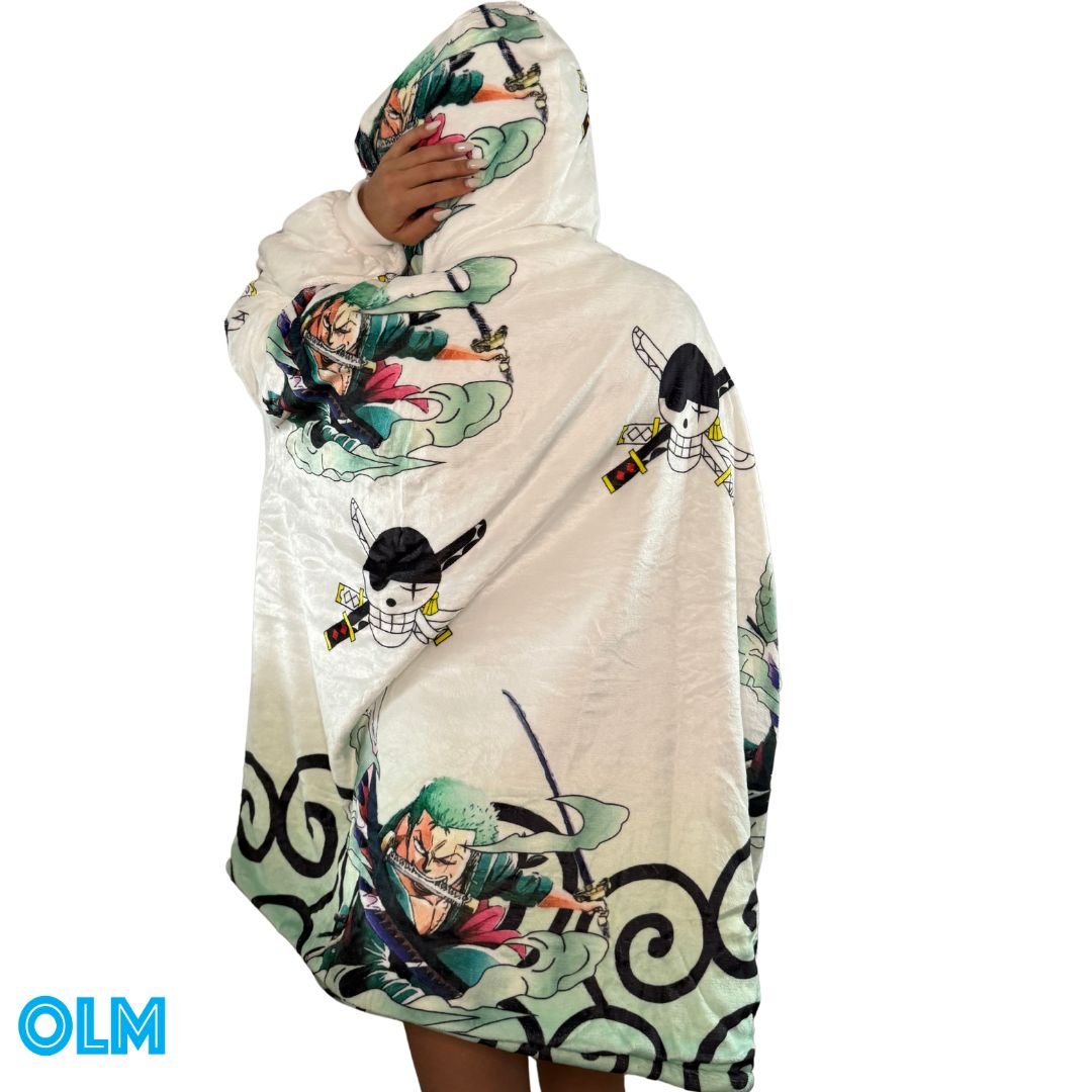 Zoro One Piece Tragbare Deckenkapuzenjacke für Kinder & Erwachsene | OLM Toys