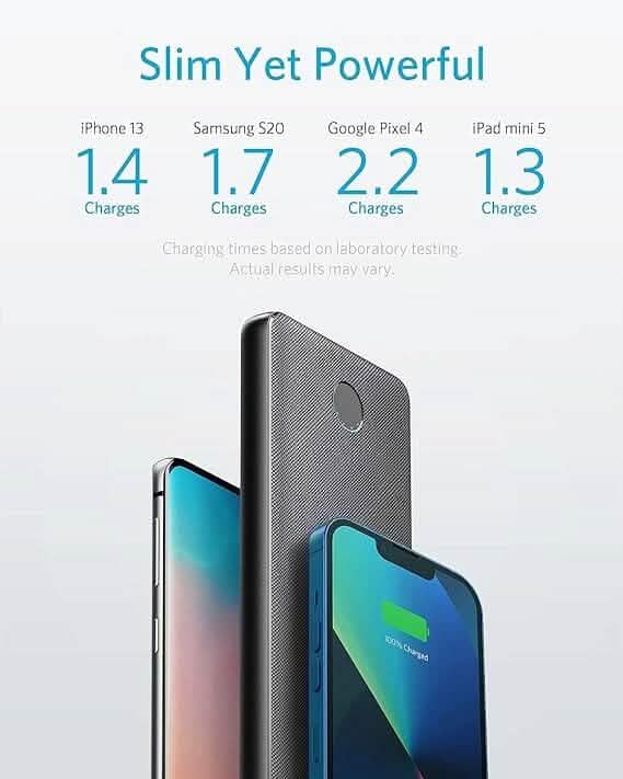 Anker USB-C Tragbares Ladegerät, 18W PowerCore Slim 10000 PD, 10000mAh Power Delivery Powerbank (Generalüberholt)