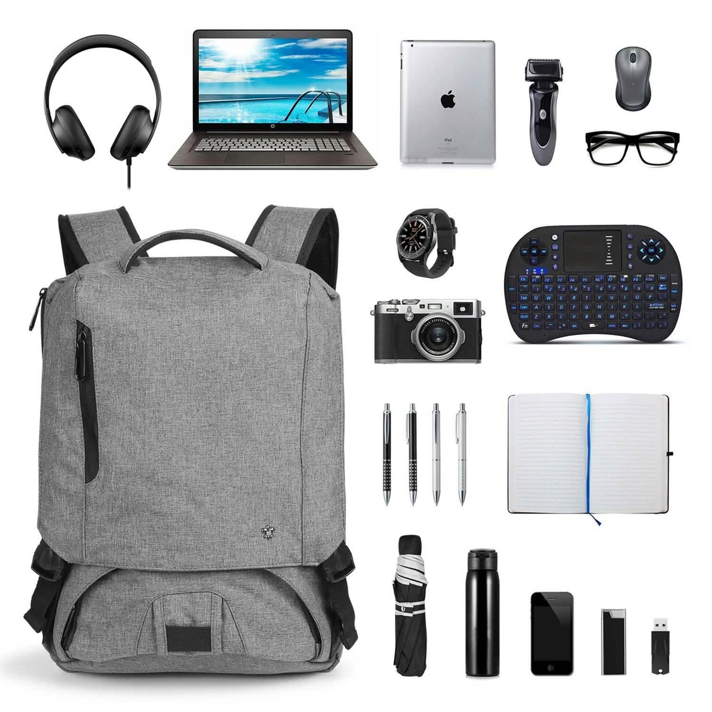 Diebstahlsicherer 14-Zoll-Laptop-Rucksack für Reisen, wasserdicht, Business, Schule