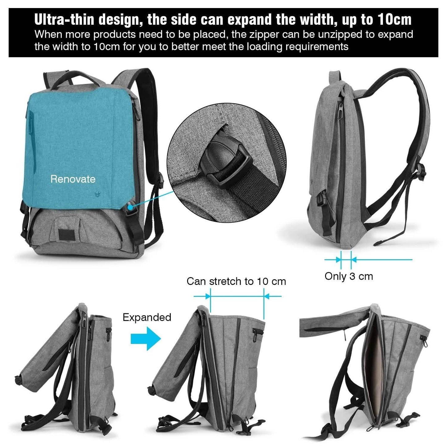 Diebstahlsicherer 14-Zoll-Laptop-Rucksack für Reisen, wasserdicht, Business, Schule