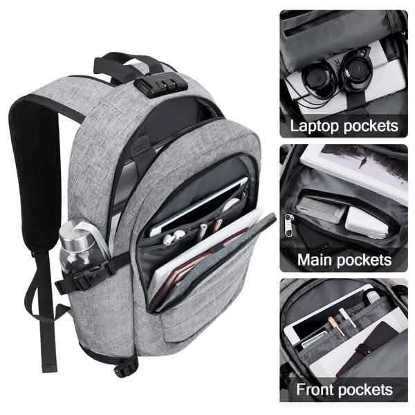 Diebstahlsicherer wasserdichter klassischer Rucksack mit USB-Ladeanschluss und Kopfhörerschnittstelle