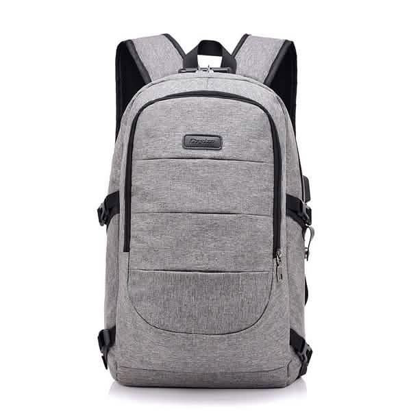 Diebstahlsicherer wasserdichter klassischer Rucksack mit USB-Ladeanschluss und Kopfhörerschnittstelle