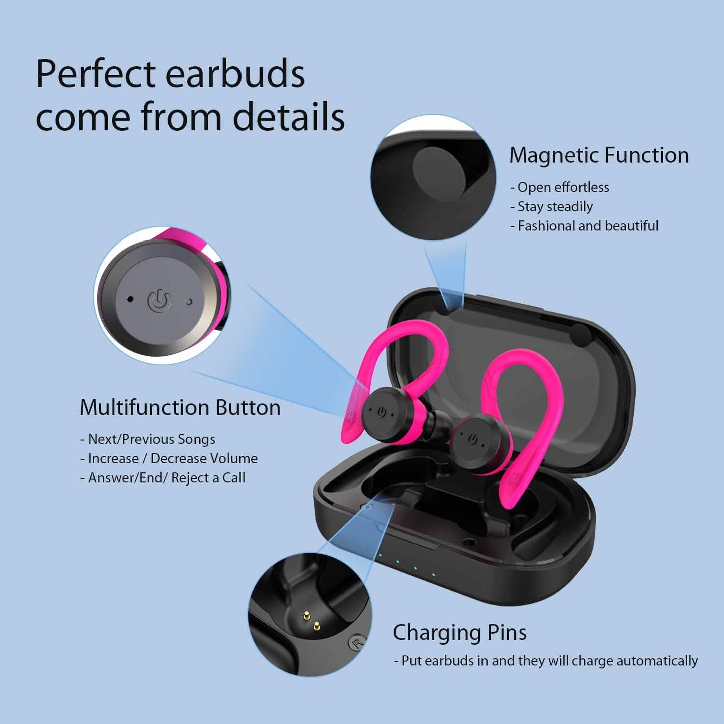 APEKX Bluetooth-Kopfhörer, True Wireless In-Ear-Kopfhörer mit Ladecase