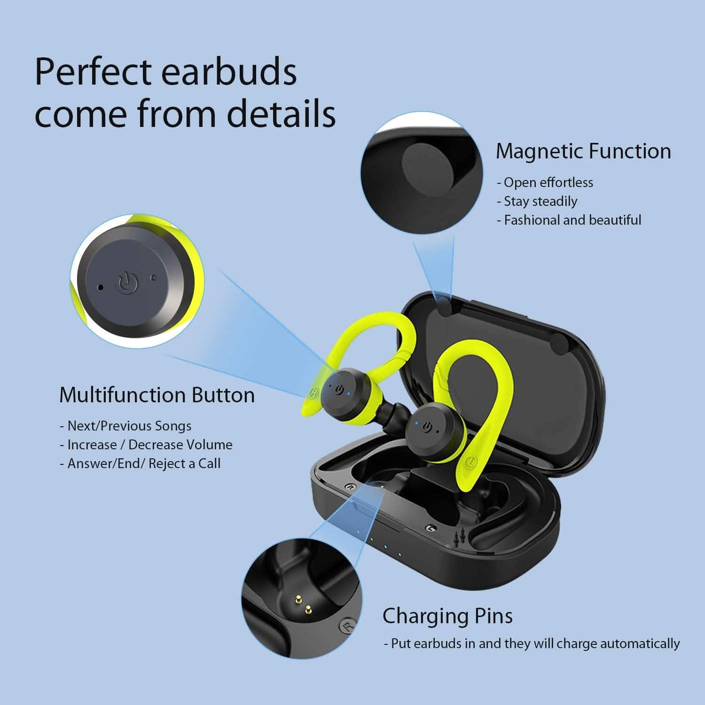 APEKX Bluetooth-Kopfhörer, True Wireless In-Ear-Kopfhörer mit Ladecase