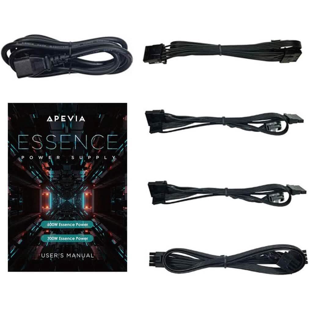 Apevia ATX-ES600W Essence 600W ATX semi-modulares Gaming-Netzteil mit automatischer Temperaturregelung (Generalüberholt)
