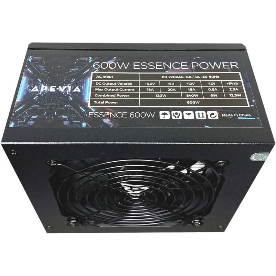 Apevia ATX-ES600W Essence 600W ATX semi-modulares Gaming-Netzteil mit automatischer Temperaturregelung (Generalüberholt)