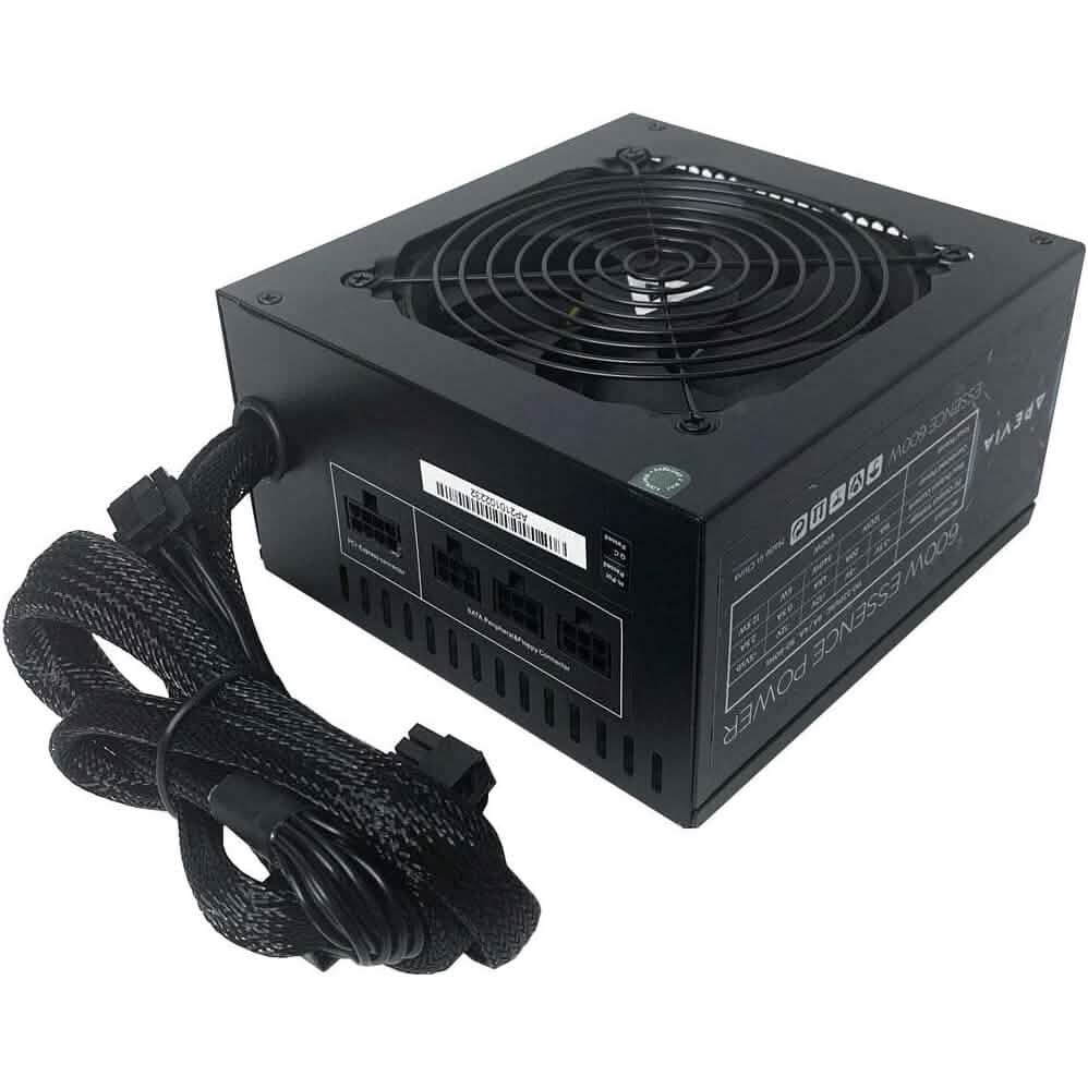 Apevia ATX-ES600W Essence 600W ATX semi-modulares Gaming-Netzteil mit automatischer Temperaturregelung (Generalüberholt)