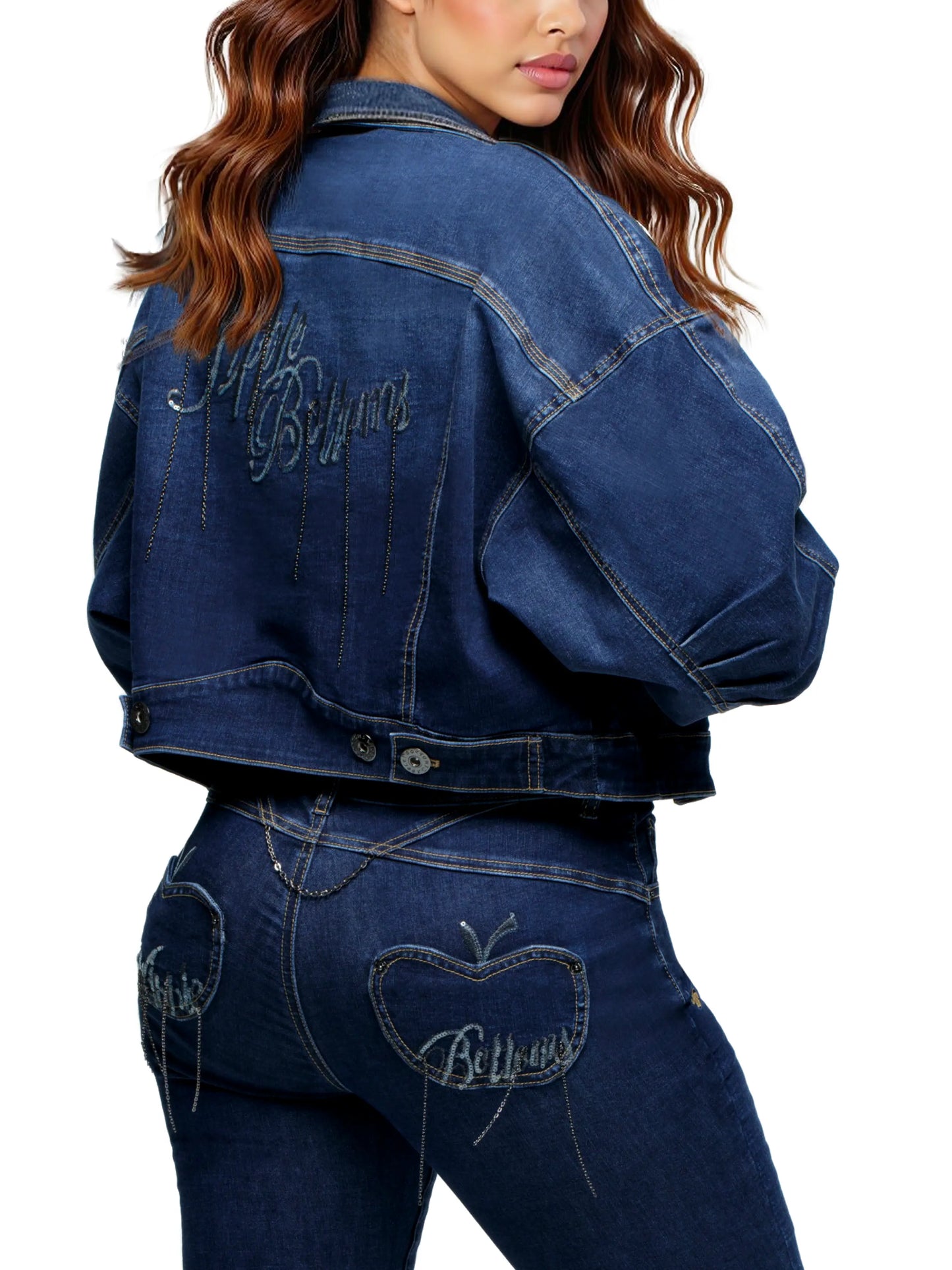 Jeansjacke mit Kettenmuster