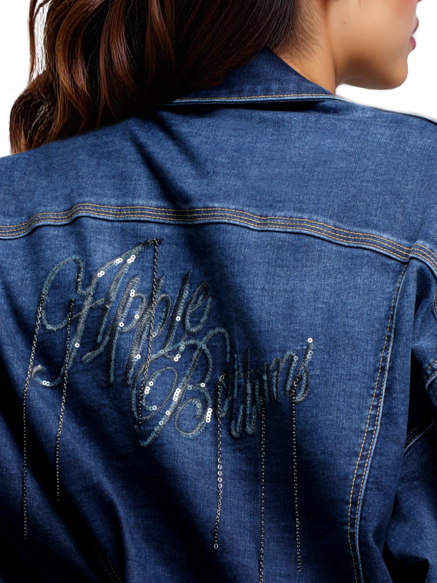 Jeansjacke mit Kettenmuster