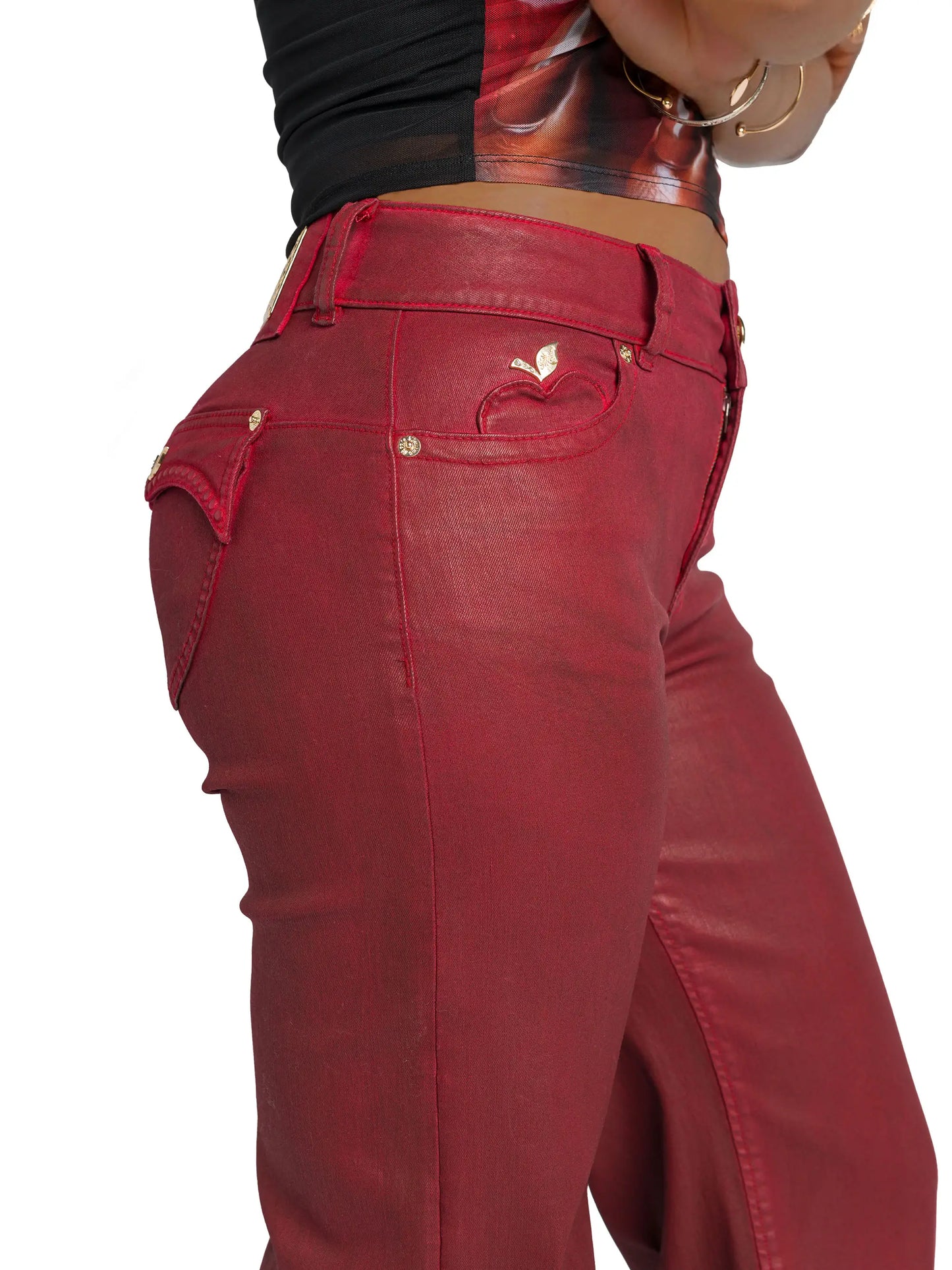 Low-Rise Wide-Leg Jeans - Red Delicious