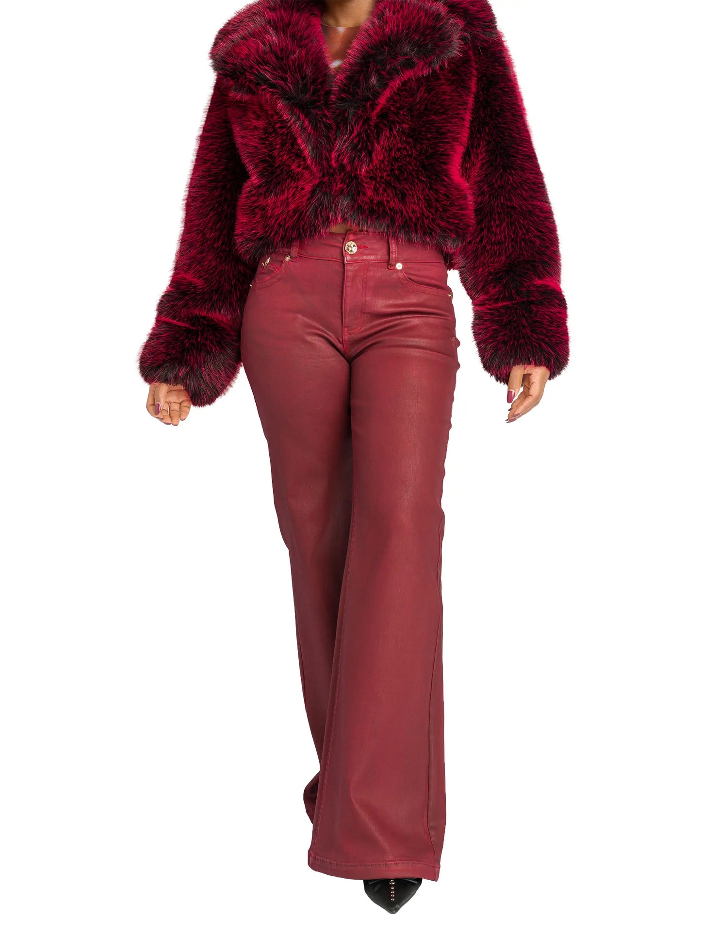 Low-Rise Wide-Leg Jeans - Red Delicious