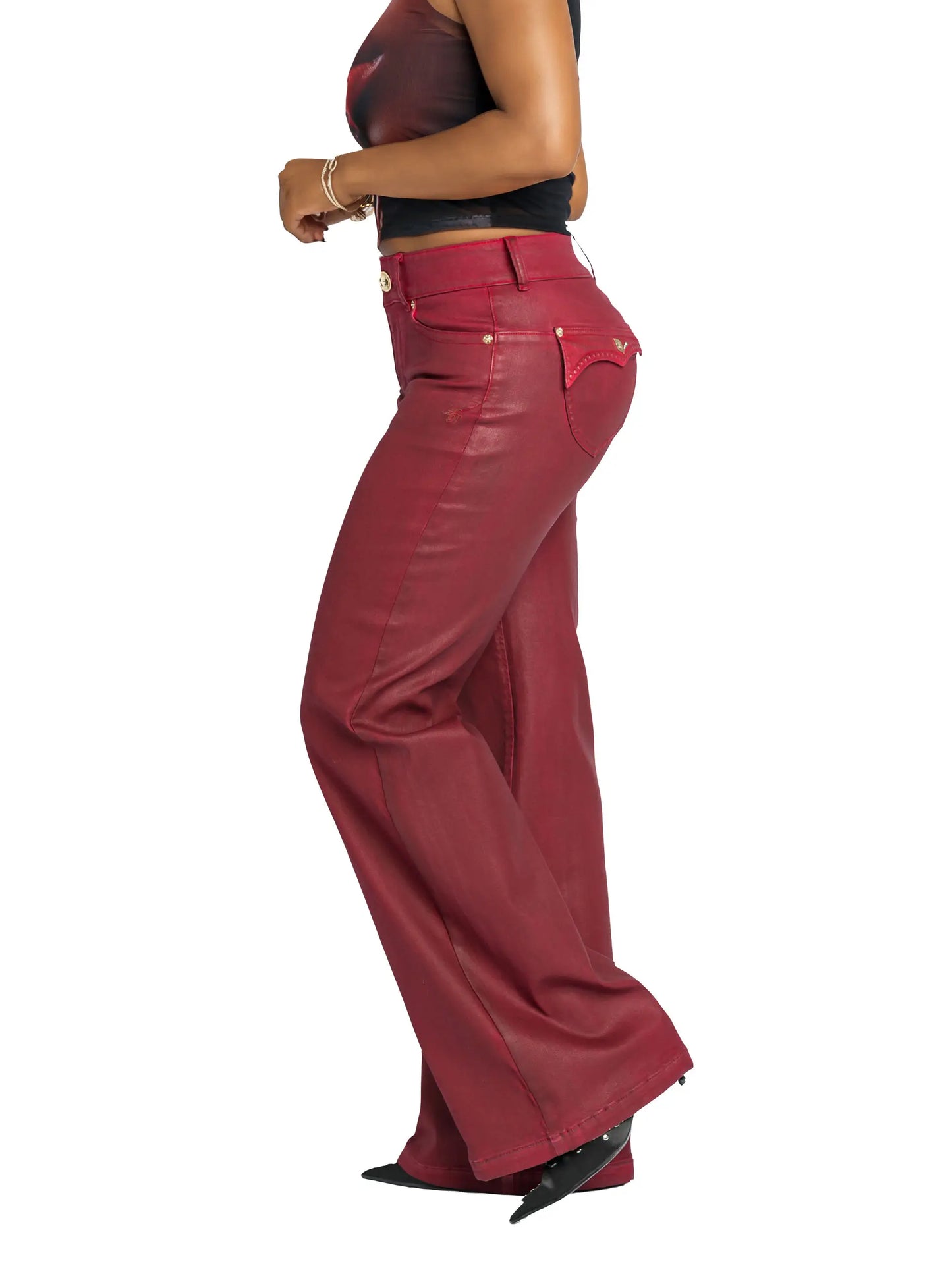 Low-Rise Wide-Leg Jeans - Red Delicious