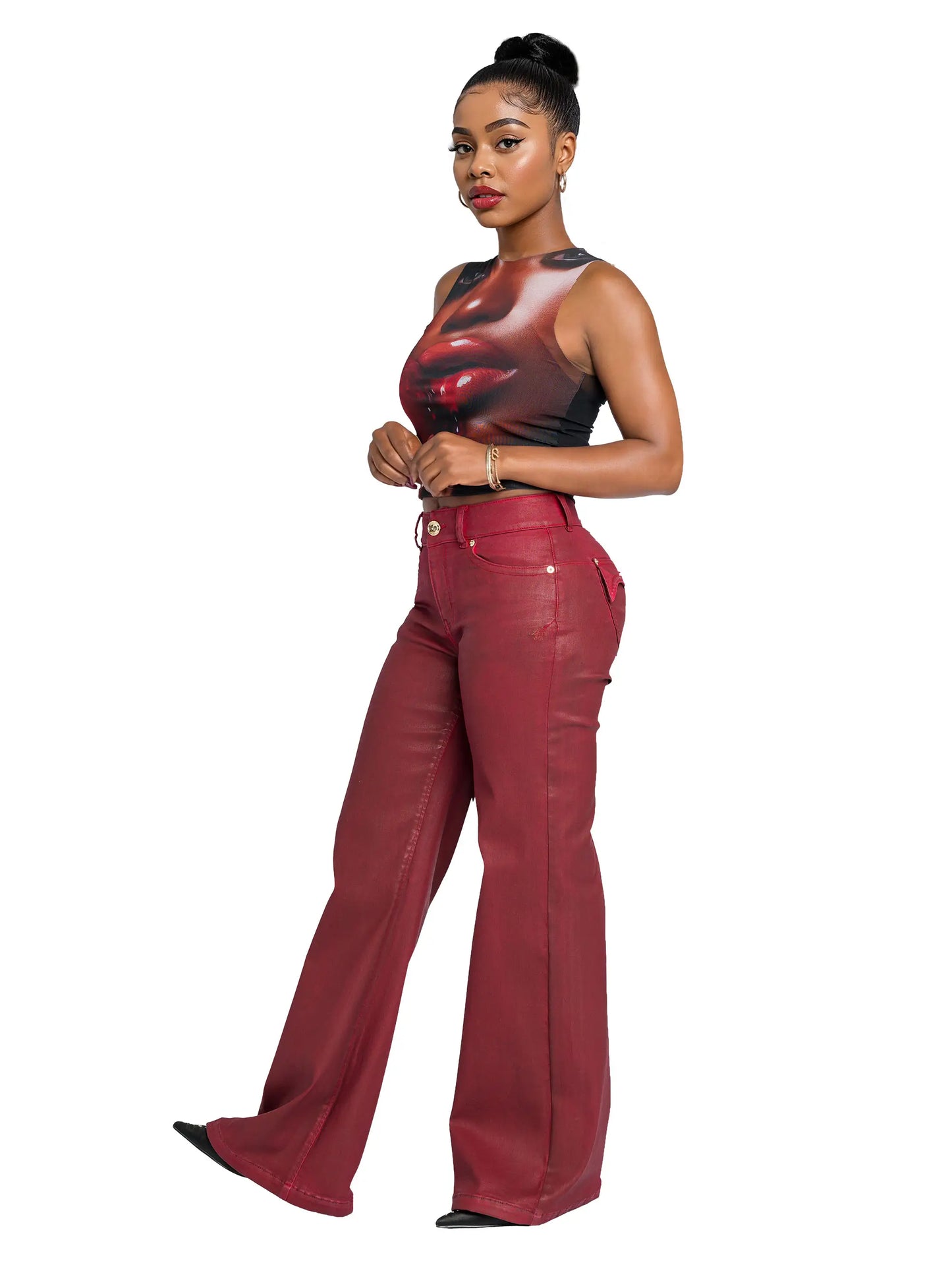 Low-Rise Wide-Leg Jeans - Red Delicious