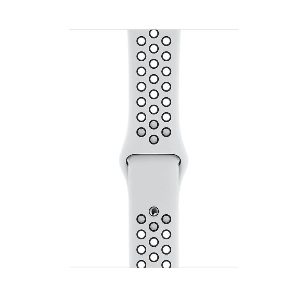 Apple Watch Nike Series 5 (GPS) 44 mm Aluminiumgehäuse Silber mit Nike Sportarmband Platin/Schwarz