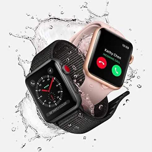 Apple Watch Series 3 GPS 42 mm Gehäuse Aluminium Space Grau mit schwarzem Sportarmband (Generalüberholt)
