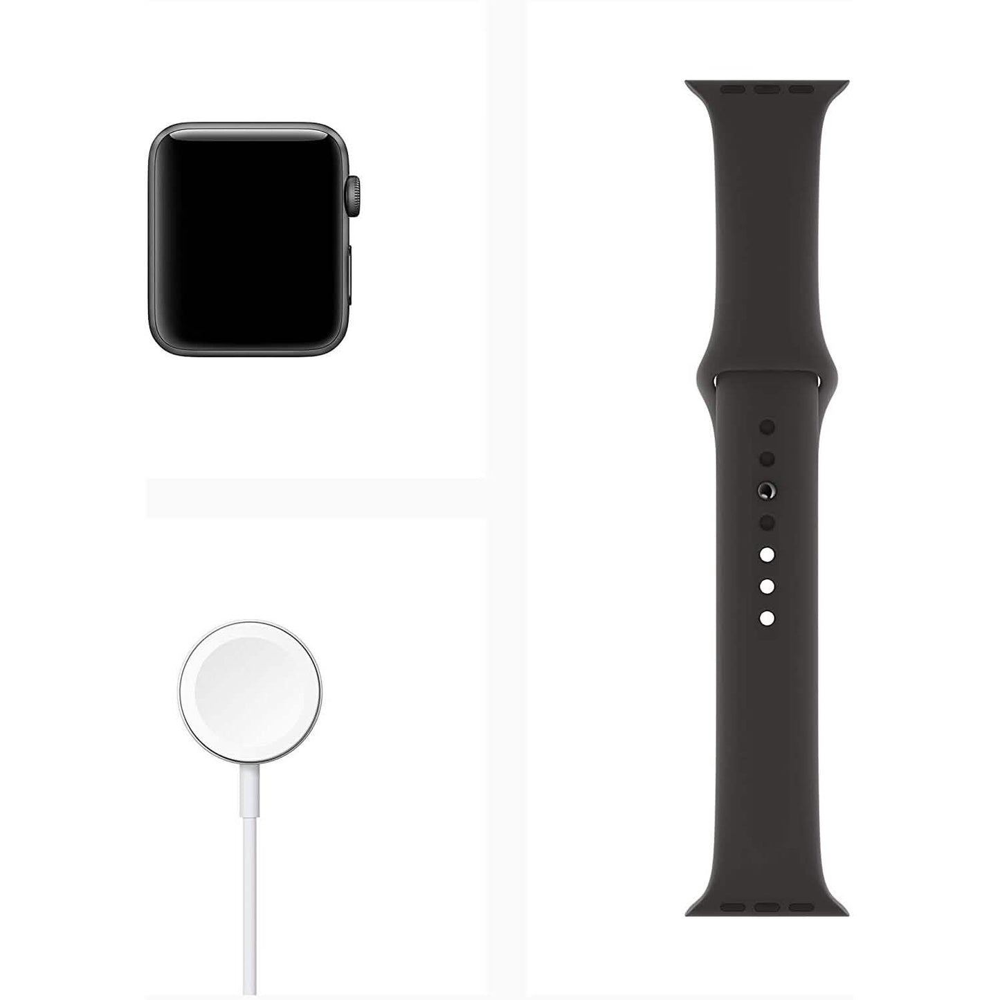 Apple Watch Series 3 GPS 42 mm Gehäuse Aluminium Space Grau mit schwarzem Sportarmband (Generalüberholt)