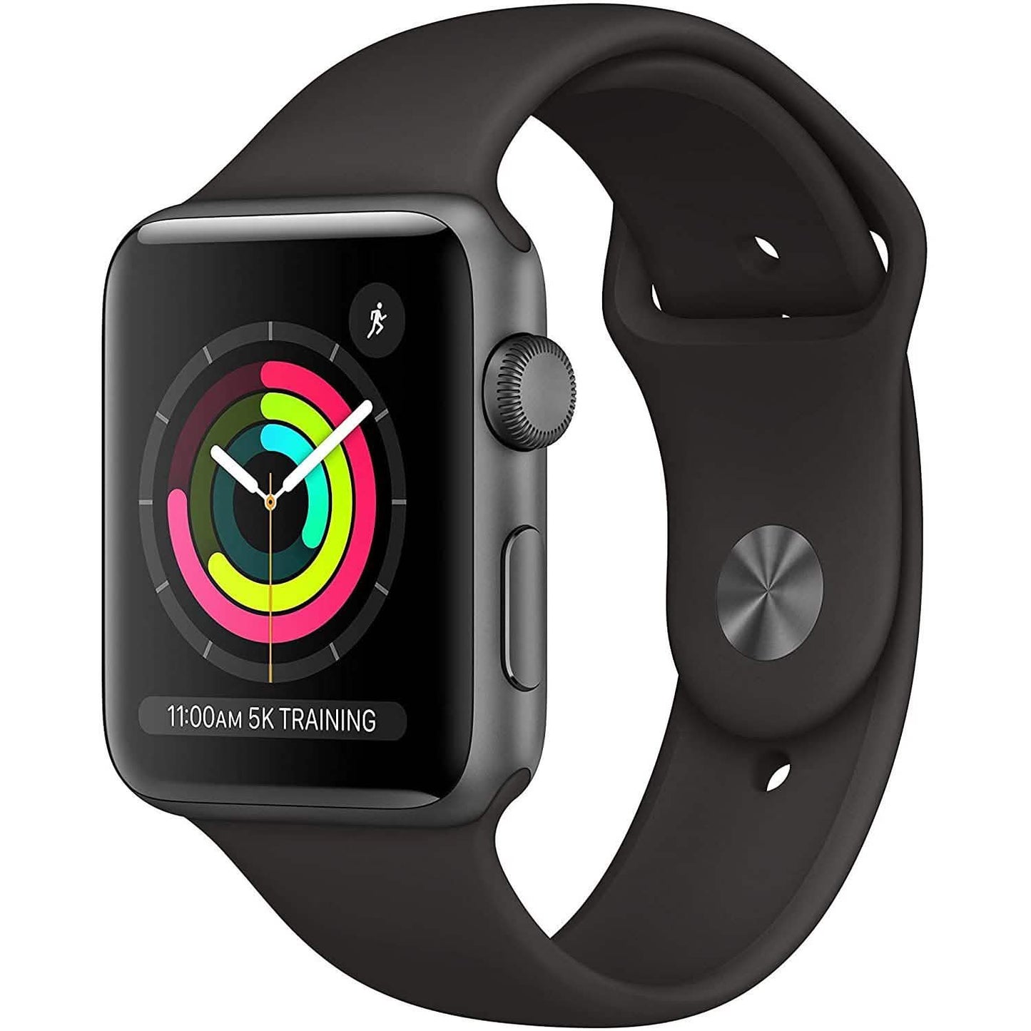Apple Watch Series 3 GPS 42 mm Gehäuse Aluminium Space Grau mit schwarzem Sportarmband (Generalüberholt)