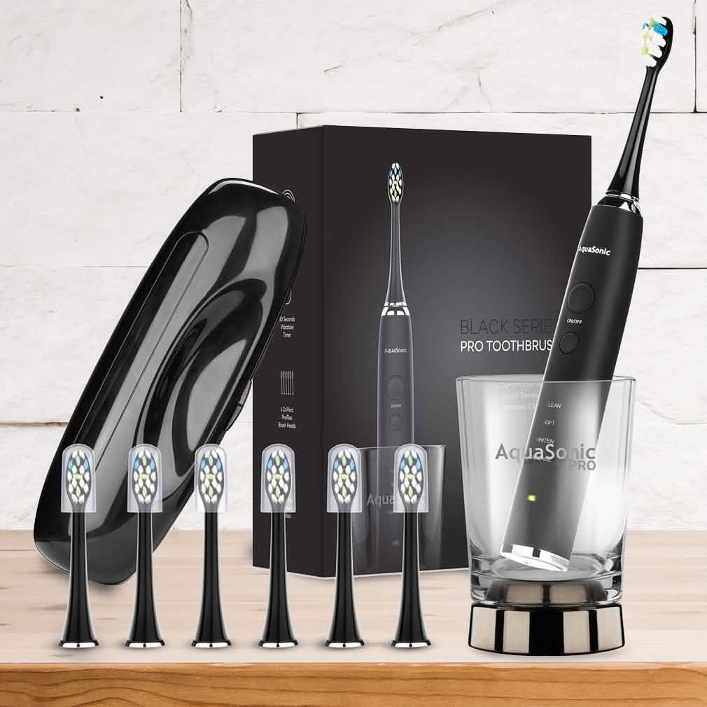 AquaSonic Black Series Pro Ultra Whitening 40.000 VPM wiederaufladbare elektrische Zahnbürste