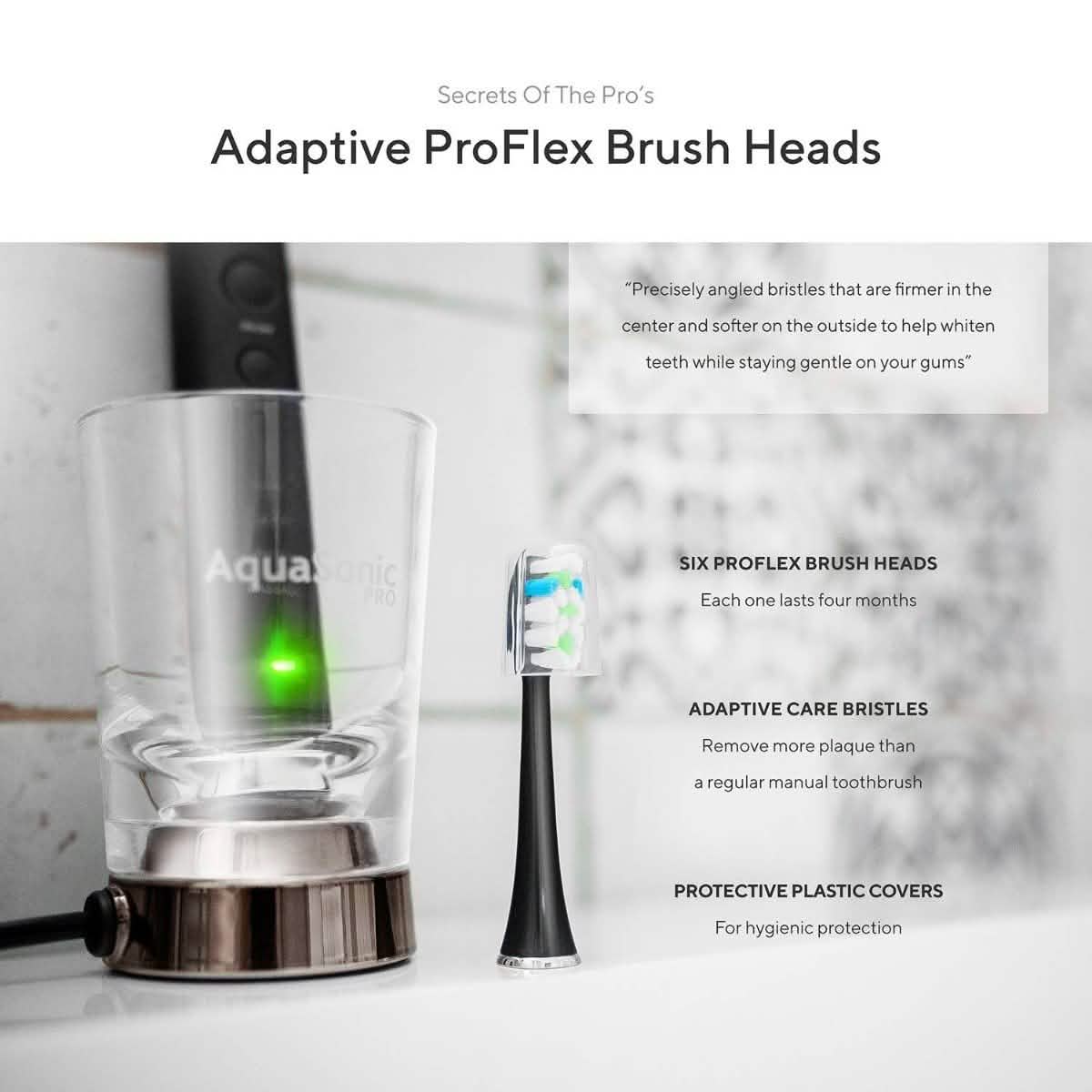 AquaSonic Black Series Pro Ultra Whitening 40.000 VPM wiederaufladbare elektrische Zahnbürste