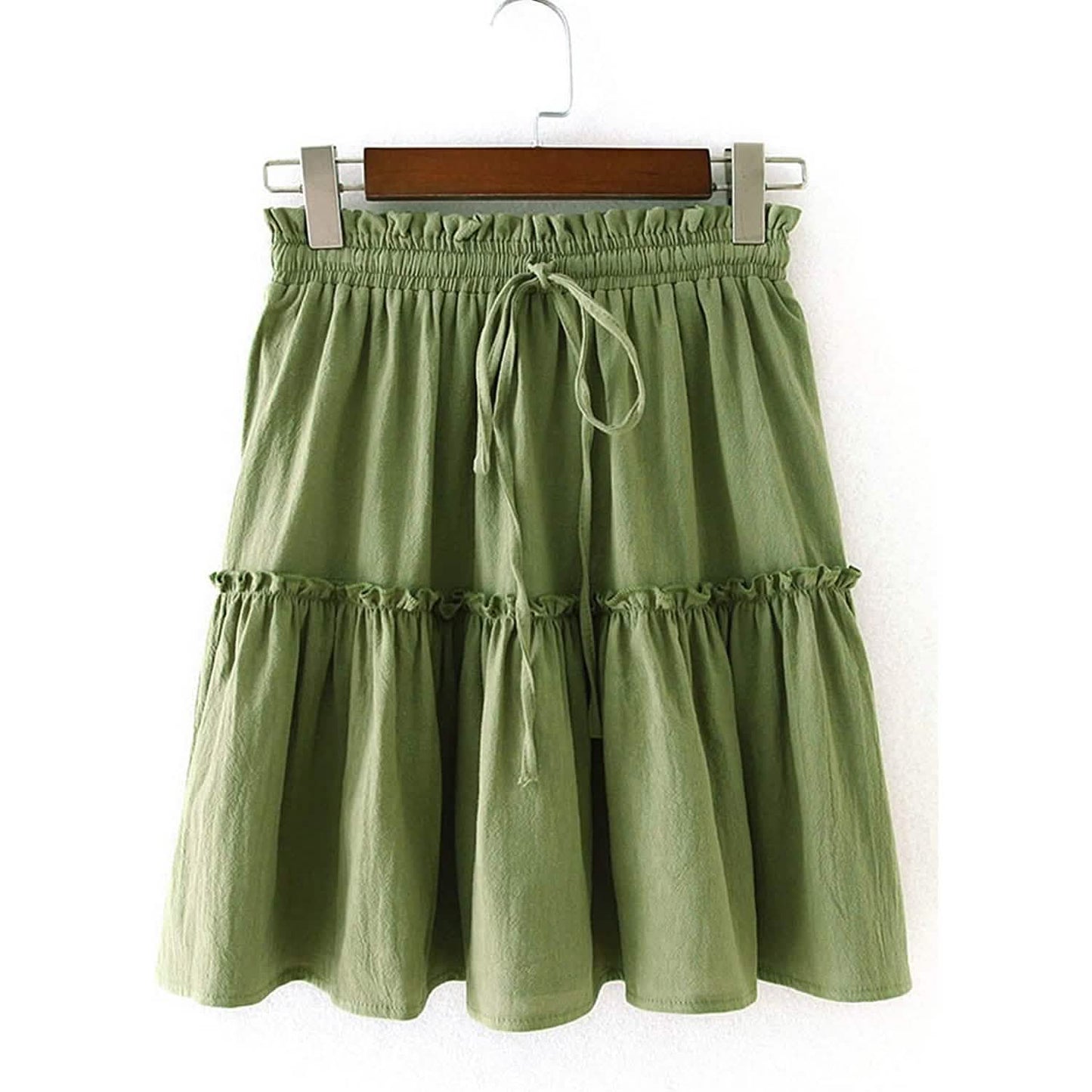 Arjungo Damen Rüschen Boho A-Linien Skater Minirock