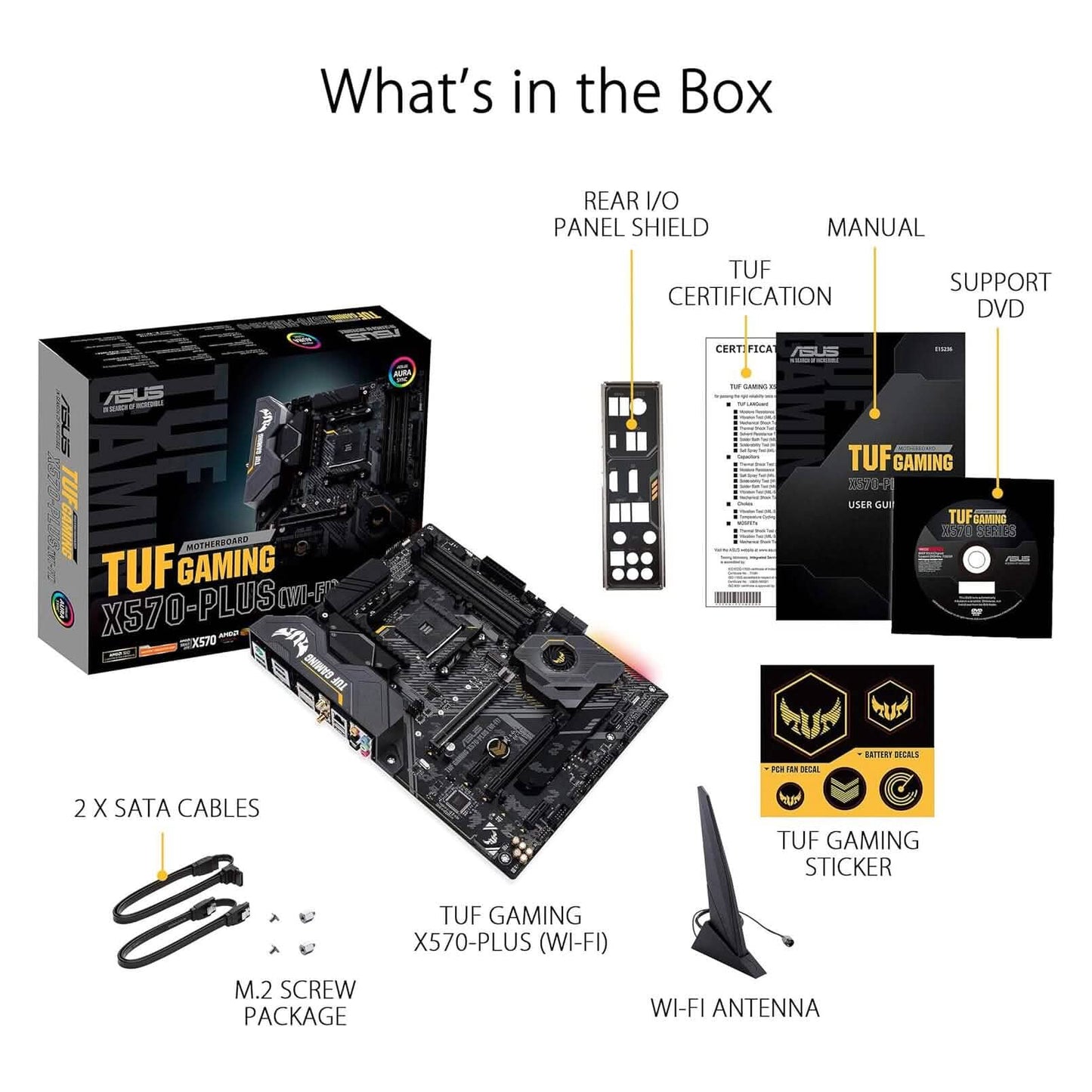 ASUS AM4 TUF Gaming X570-Plus Wi-Fi Zen 3 Ryzen 5000 und 3. Generation Ryzen ATX Mainboard (Generalüberholt)
