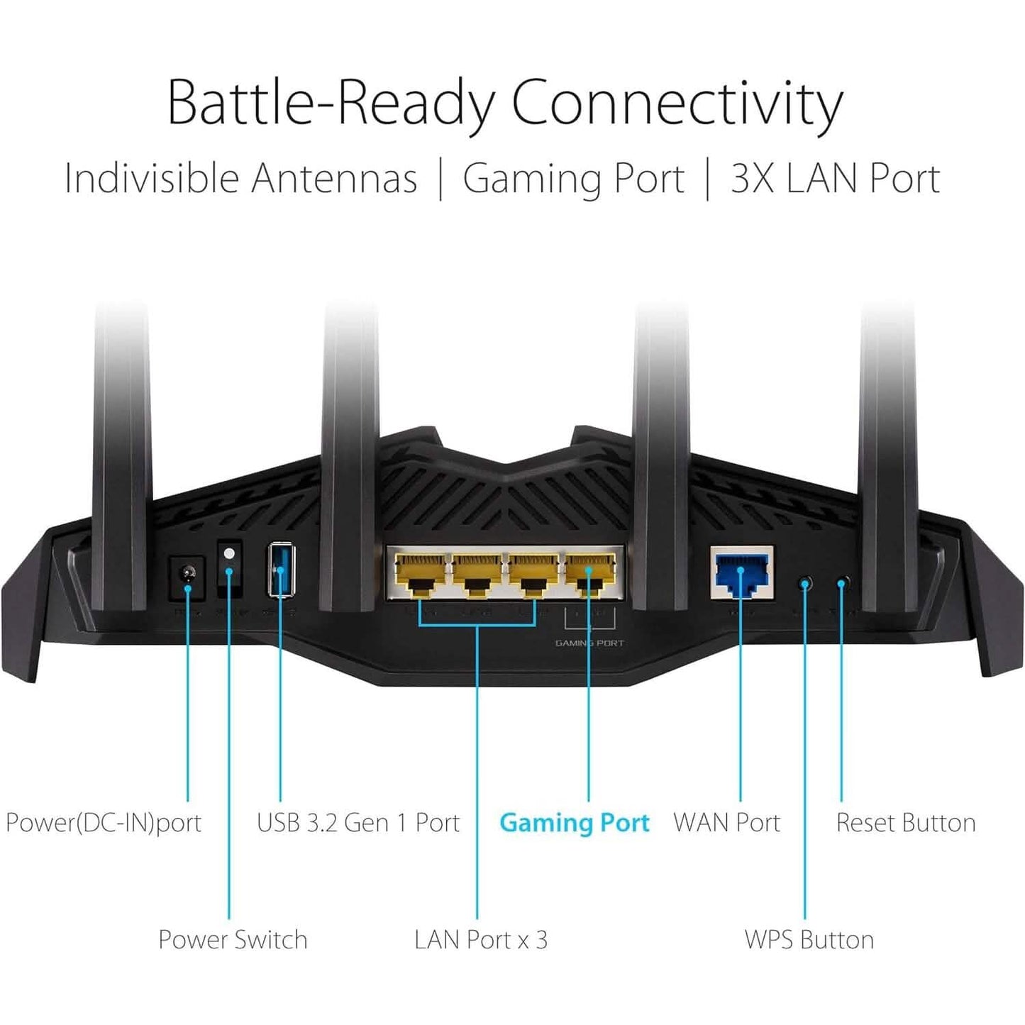 ASUS RT-AX82U AX5400 Dual-Band WiFi 6 Gaming Router, Game Acceleration, Mesh-Unterstützung, dedizierter Port, Mobile Boost, MU-MIMO, Aura RGB (Generalüberholt)