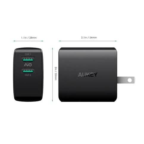 Aukey AMP Wandladegerät, Dual Port, 4,8A USB Ladegerät