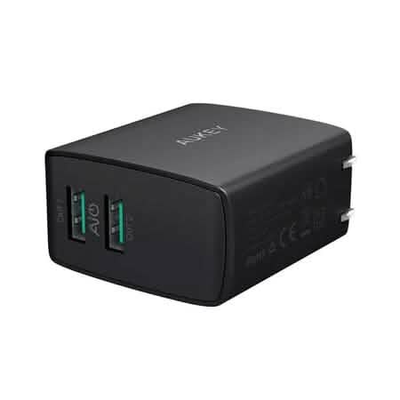 Aukey AMP Wandladegerät, Dual Port, 4,8A USB Ladegerät